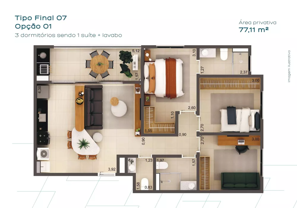 Apartamento, 3 quartos, 77 m² - Foto 12
