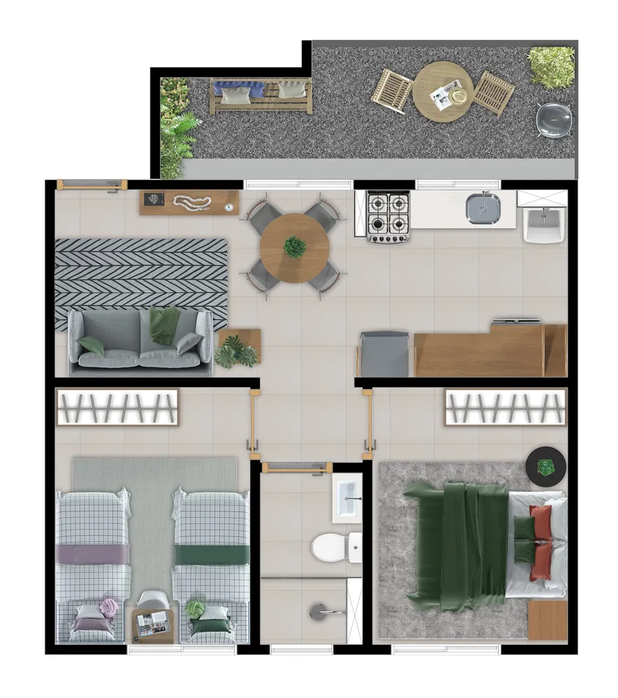 Apartamento, 2 quartos, 57 m² - Foto 2