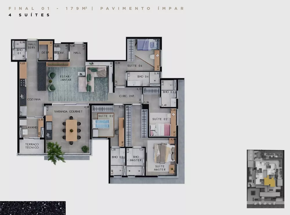 Apartamento, 4 quartos, 179 m² - Foto 3