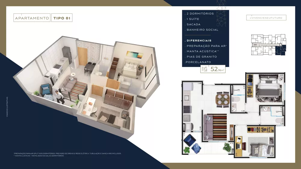 Apartamento, 2 quartos, 52 m² - Foto 3