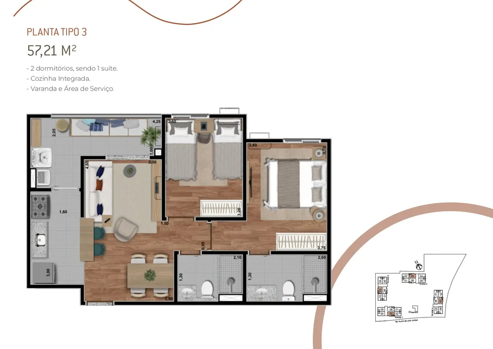 Apartamento, 2 quartos, 57 m² - Foto 6