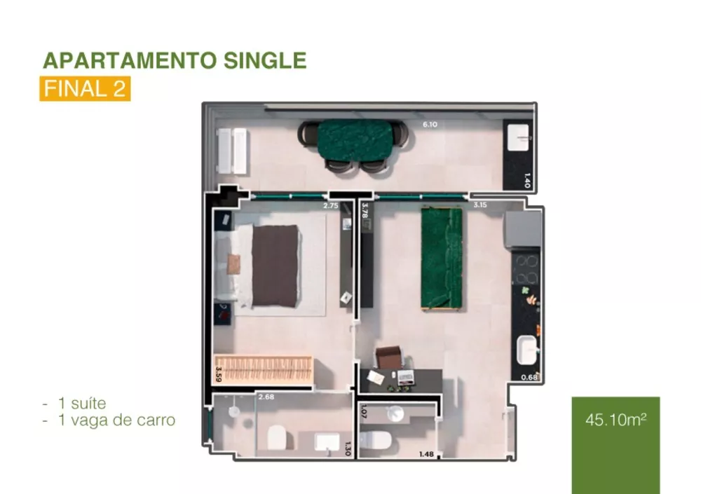Apartamento, 1 quarto, 45 m² - Foto 4