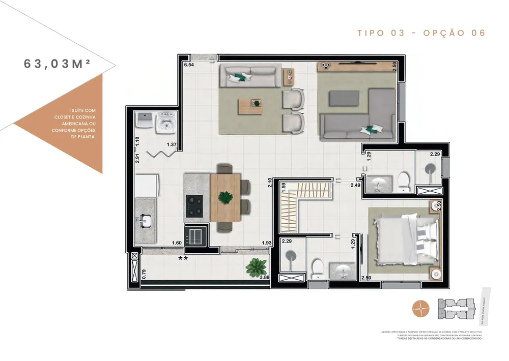 Apartamento, 2 quartos, 61 m² - Foto 3