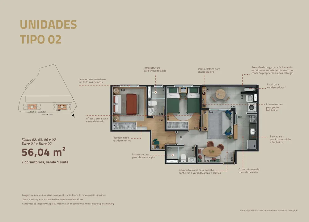 Apartamento, 2 quartos, 56 m² - Foto 6