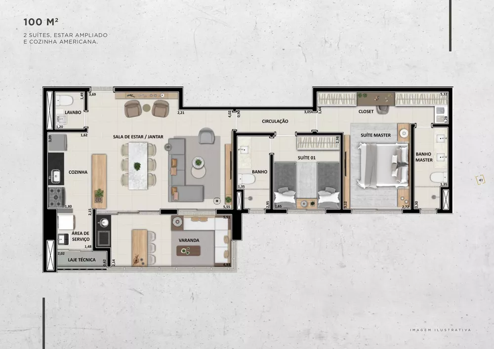Apartamento, 3 quartos, 100 m² - Foto 1