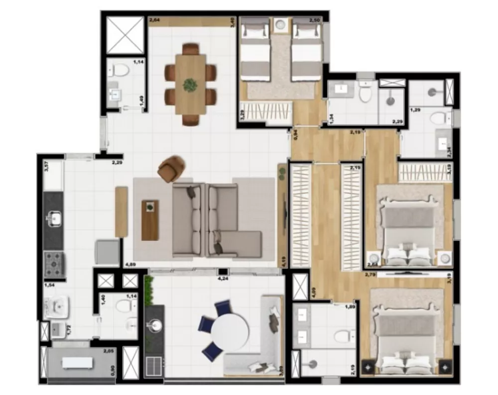 Apartamento, 4 quartos, 124 m² - Foto 1