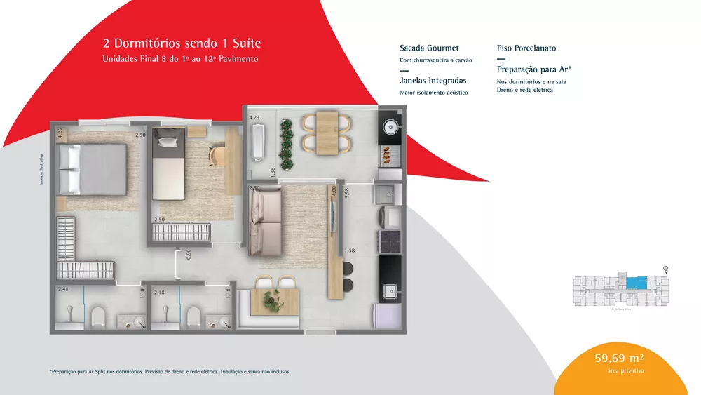 Apartamento, 2 quartos, 59 m² - Foto 2