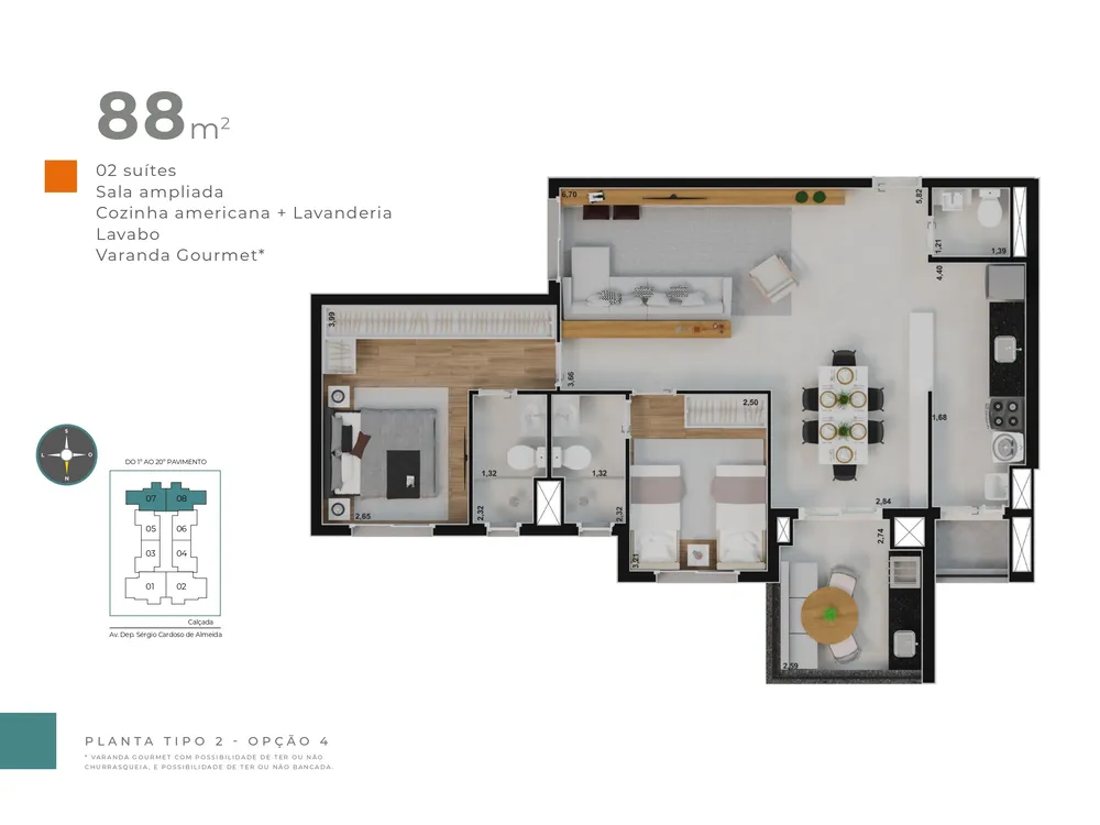 Apartamento, 3 quartos, 88 m² - Foto 2