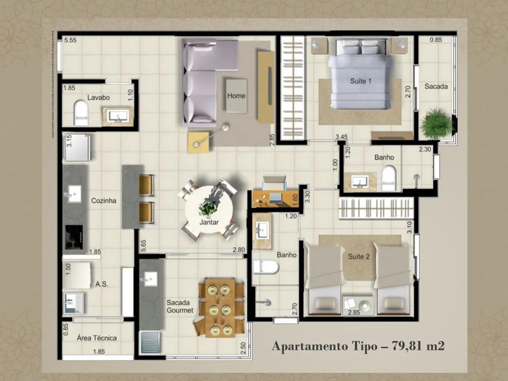 Apartamento, 2 quartos, 79 m² - Foto 2