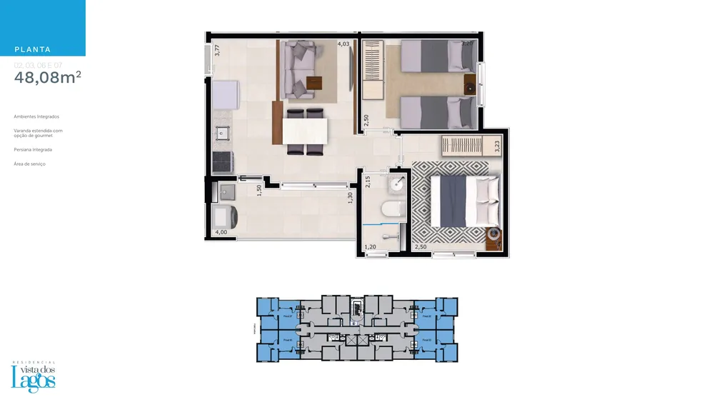 Apartamento, 2 quartos, 48 m² - Foto 2