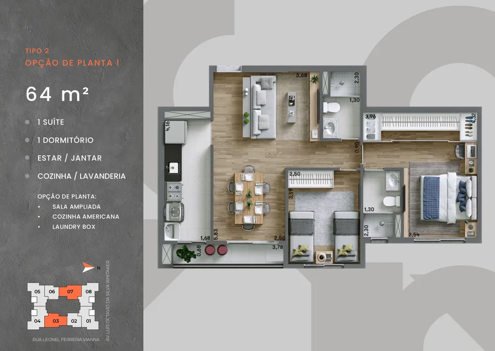 Apartamento, 2 quartos, 64 m² - Foto 3