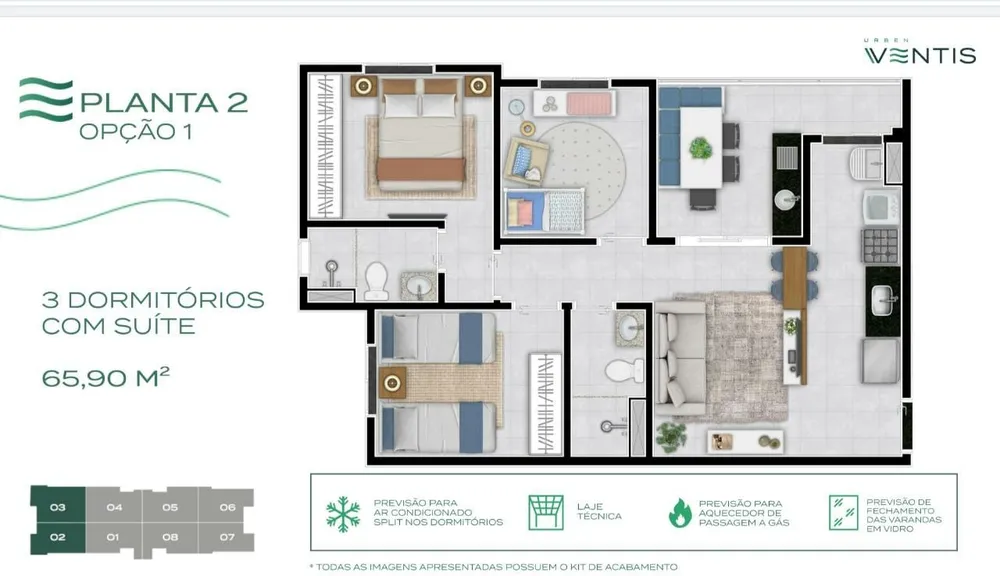 Apartamento, 3 quartos, 65 m² - Foto 3