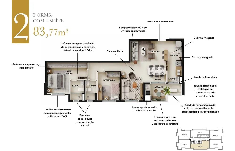 Apartamento, 3 quartos, 83 m² - Foto 3