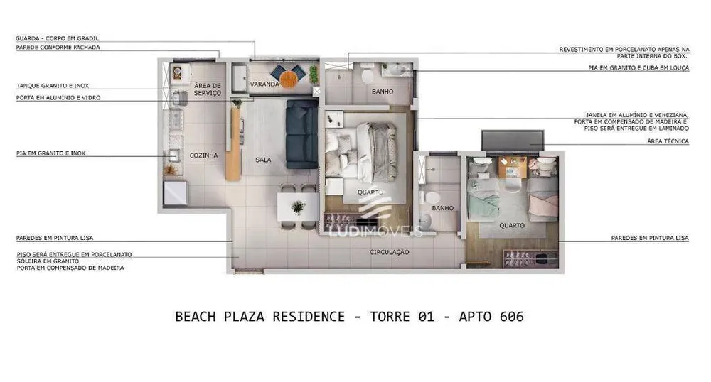 Apartamento, 2 quartos, 56 m² - Foto 3