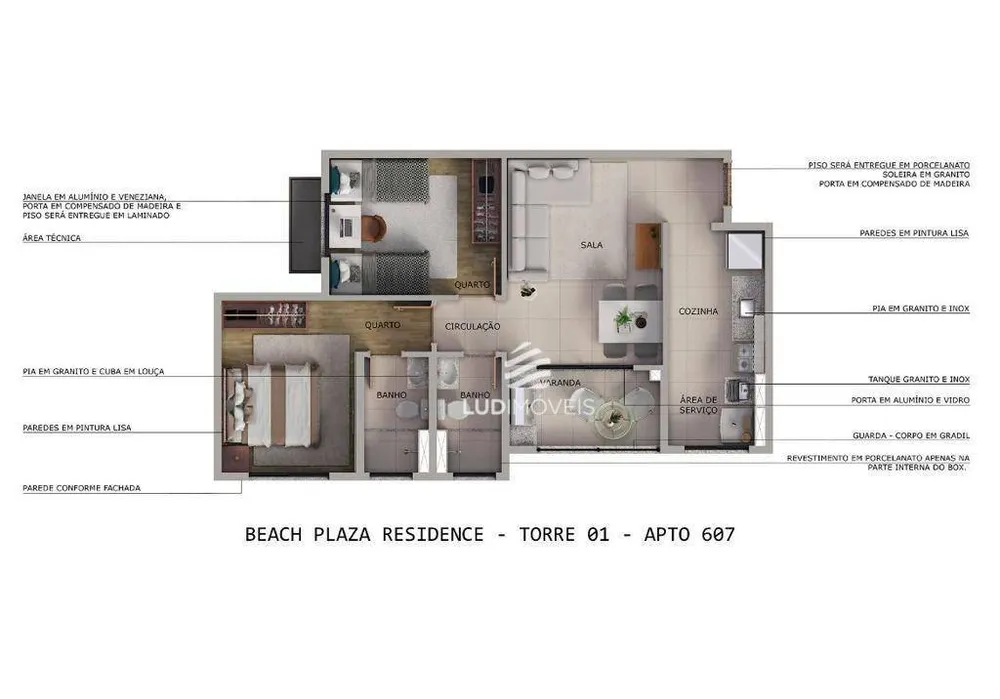 Apartamento, 2 quartos, 56 m² - Foto 2