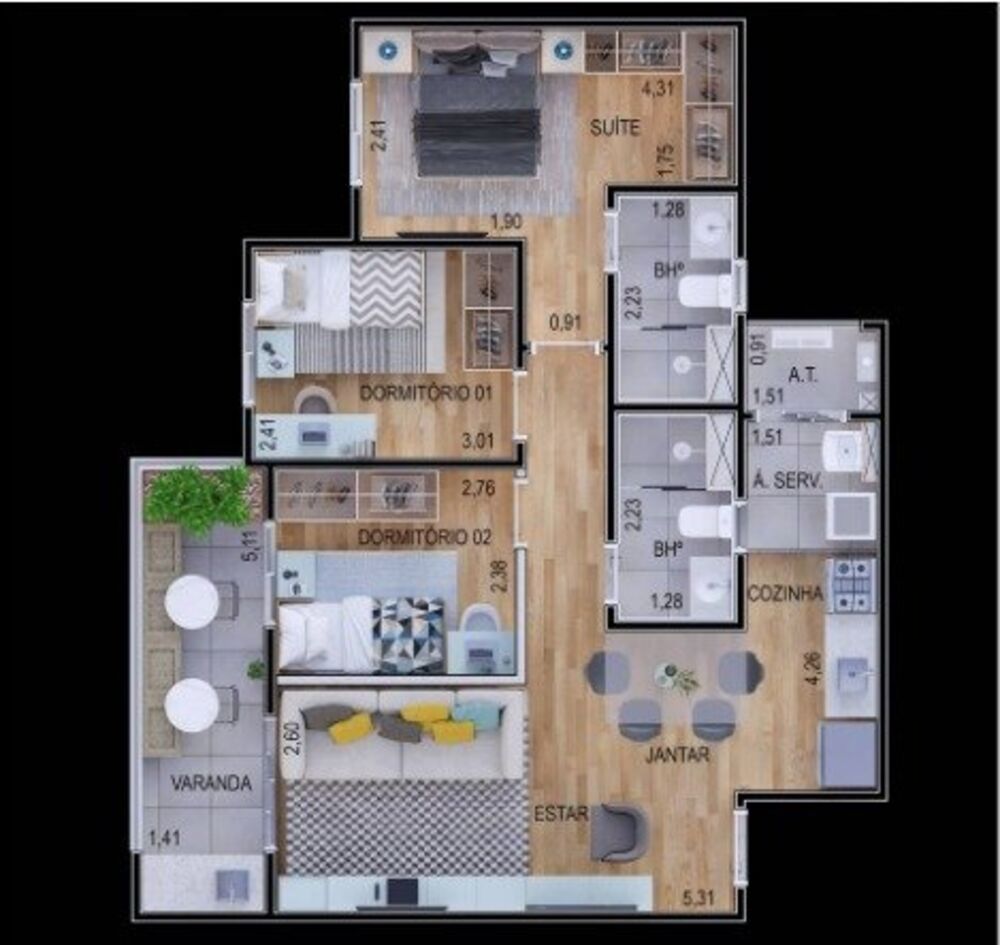 Apartamento, 3 quartos, 73 m² - Foto 3