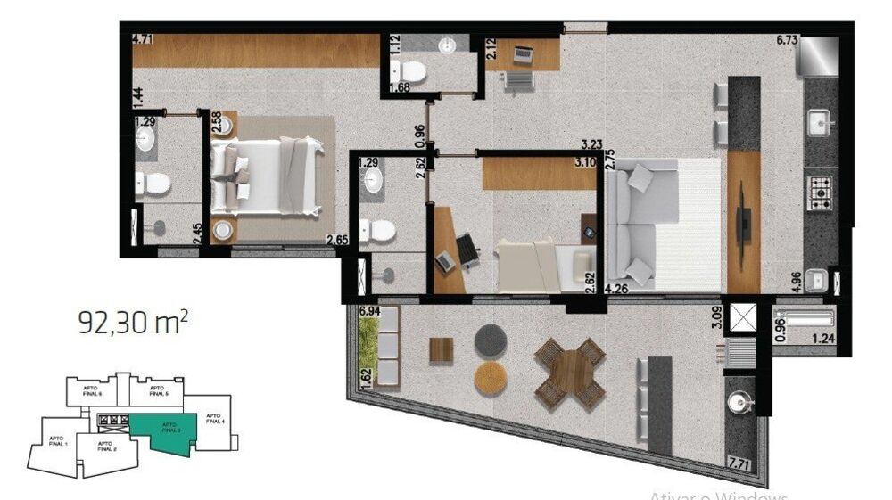 Apartamento, 2 quartos, 92 m² - Foto 1