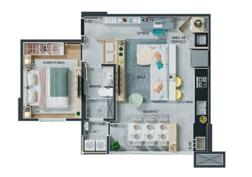 Apartamento à venda com 1 quarto, 46m² - Foto 16