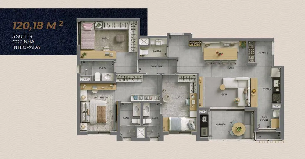 Apartamento, 3 quartos, 120 m² - Foto 3