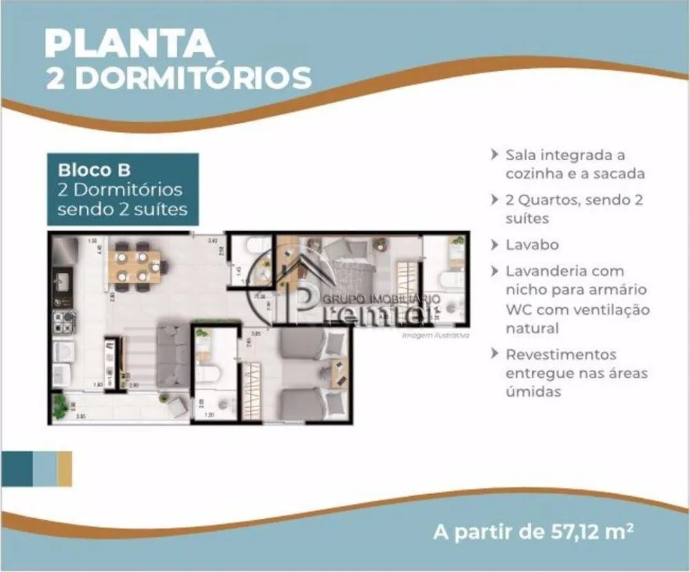 Apartamento, 2 quartos, 57 m² - Foto 7