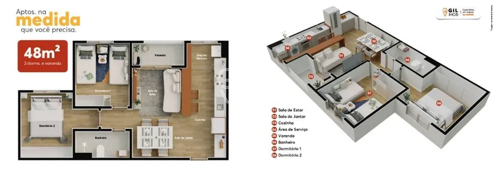 Apartamento, 2 quartos, 48 m² - Foto 1