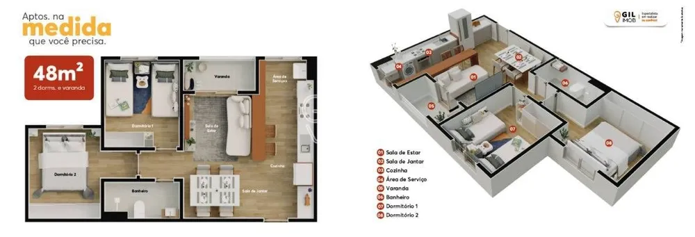 Apartamento, 2 quartos, 48 m² - Foto 1