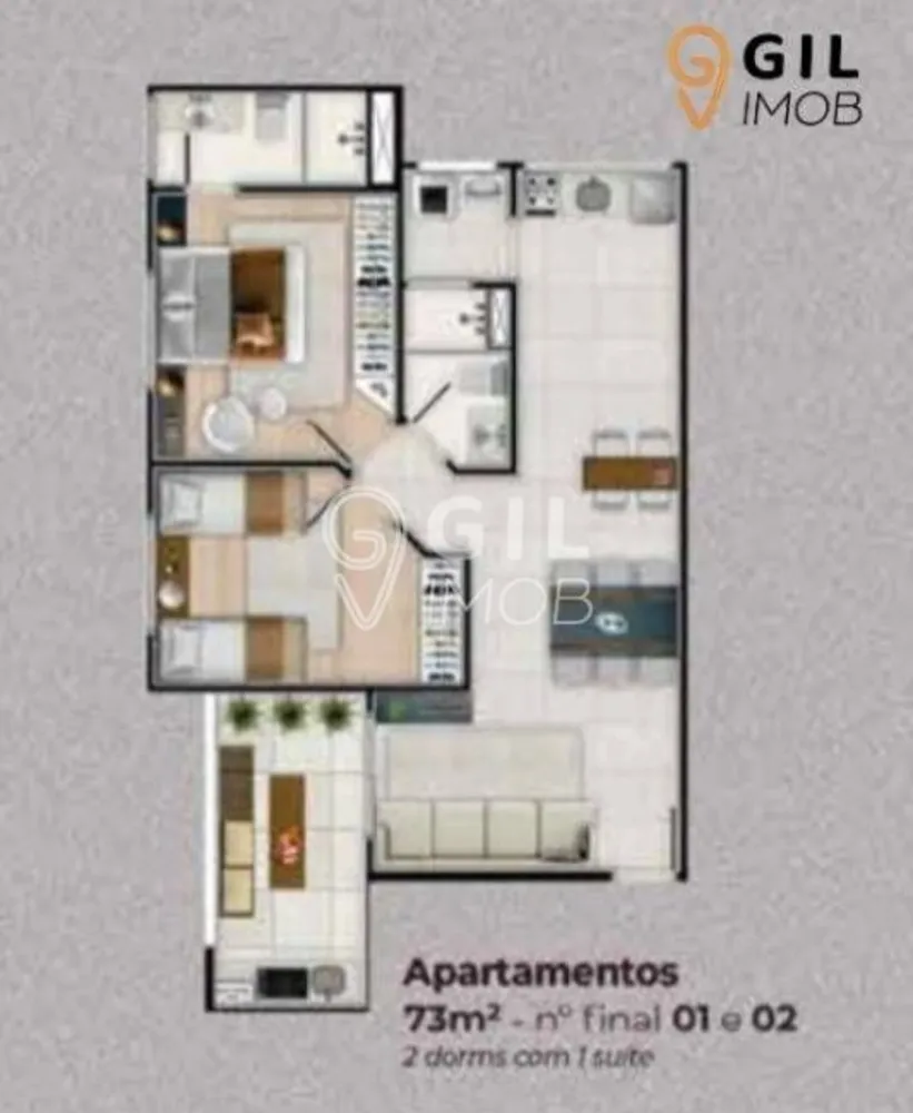 Apartamento, 2 quartos, 73 m² - Foto 1