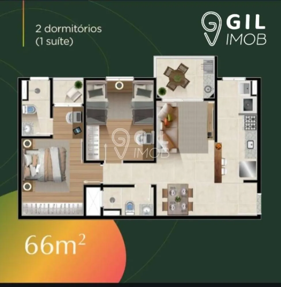 Apartamento, 2 quartos, 66 m² - Foto 1