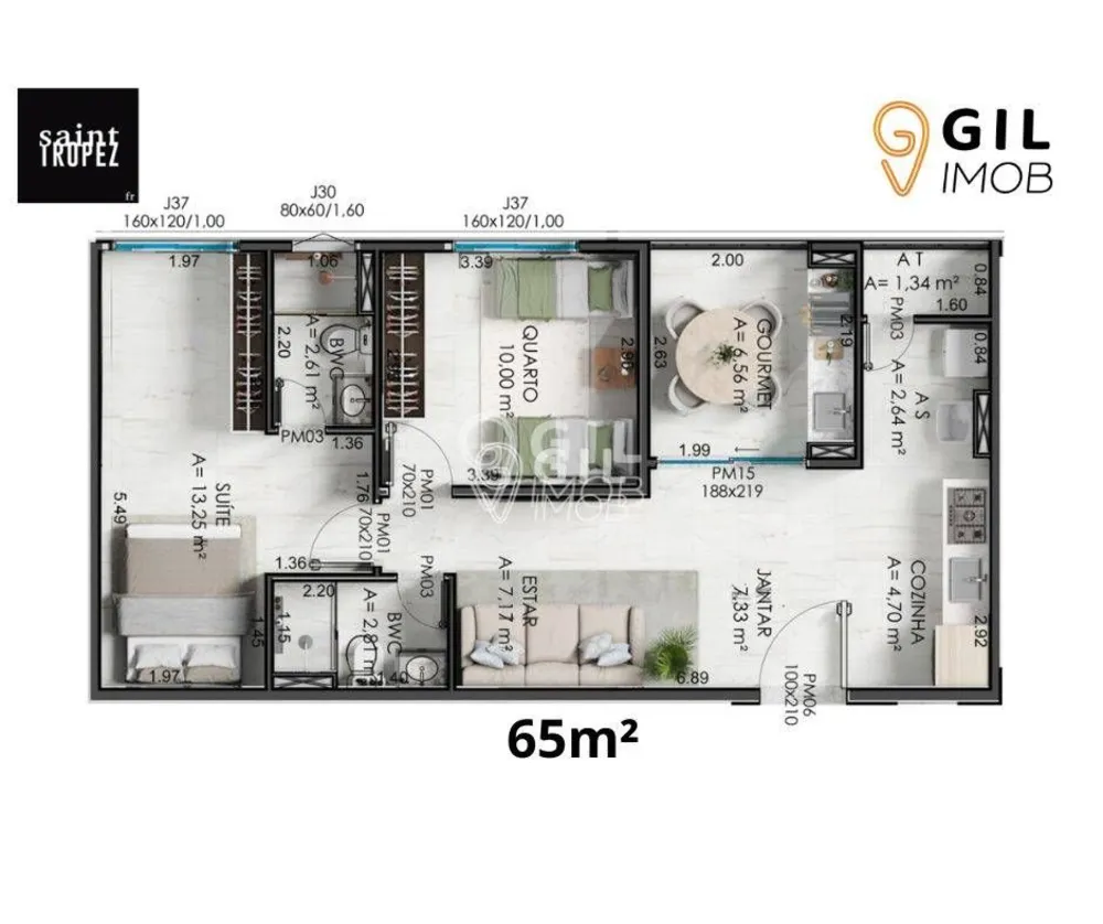 Apartamento, 2 quartos, 65 m² - Foto 2