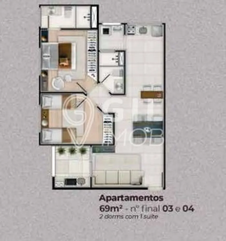 Apartamento, 2 quartos, 69 m² - Foto 1