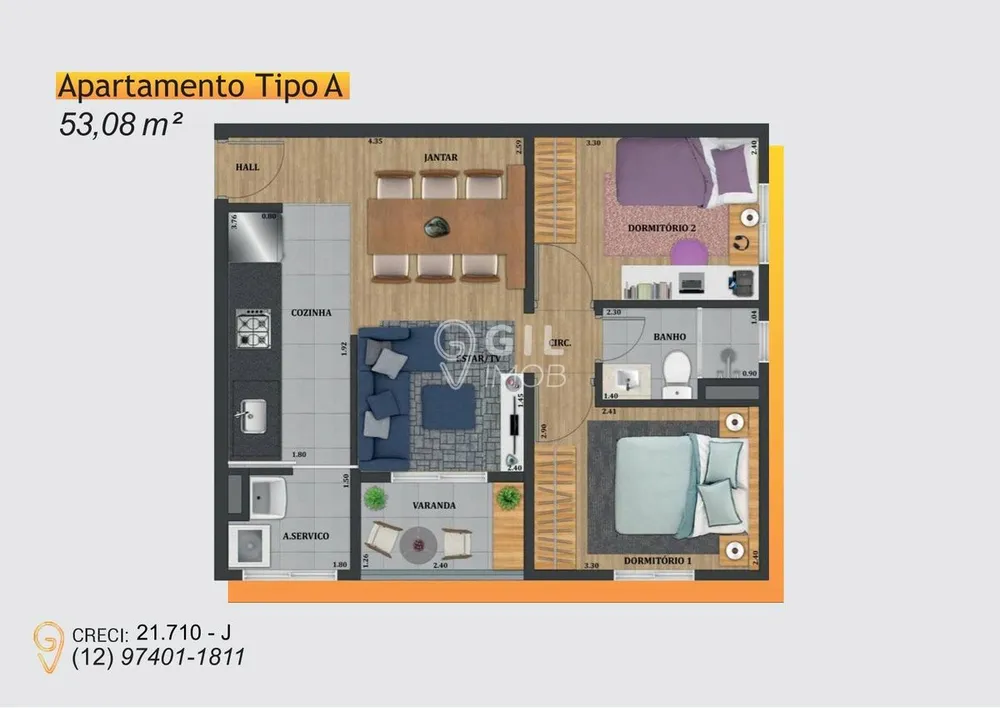 Apartamento, 52 m² - Foto 8