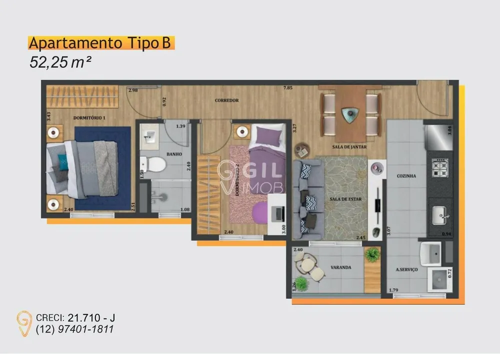 Apartamento, 52 m² - Foto 9
