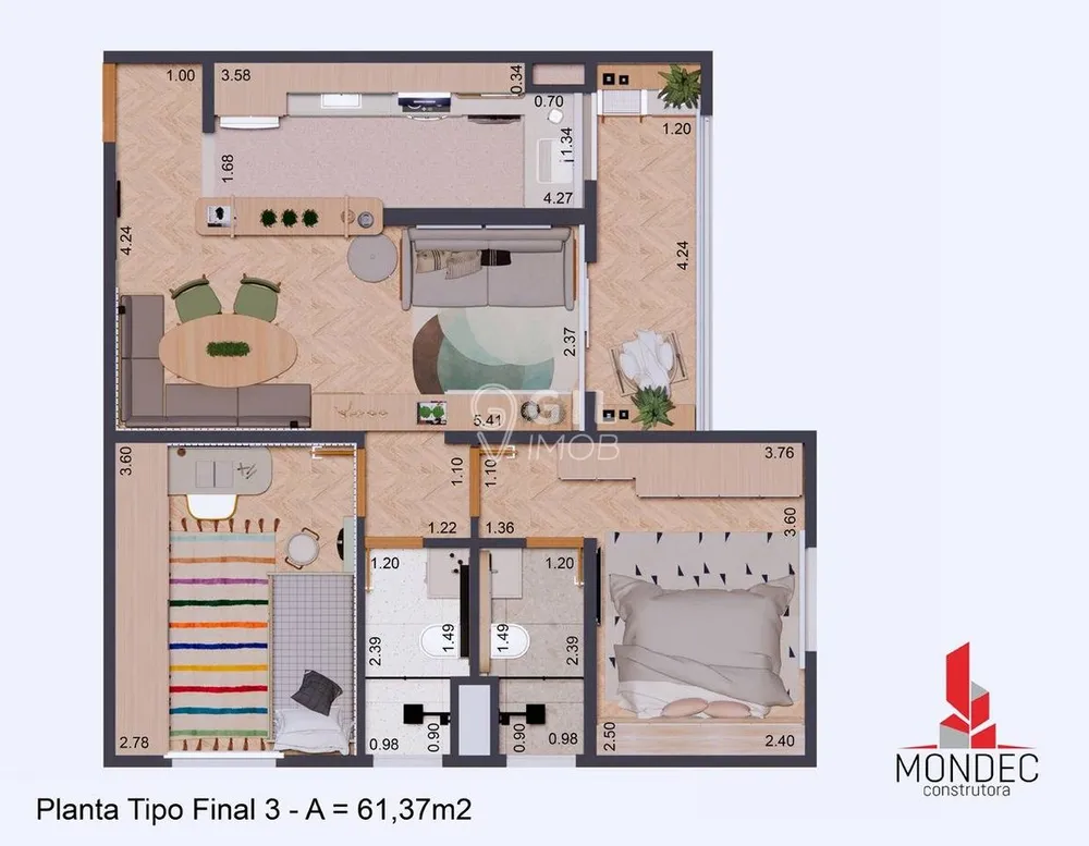 Apartamento, 2 quartos, 61 m² - Foto 7