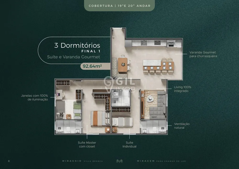 Cobertura, 3 quartos, 93 m² - Foto 2