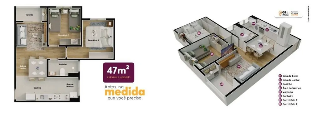 Apartamento, 2 quartos, 47 m² - Foto 1