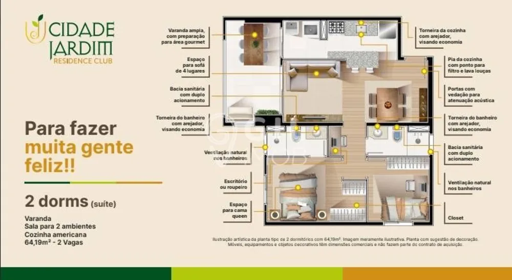 Apartamento, 2 quartos, 64 m² - Foto 1
