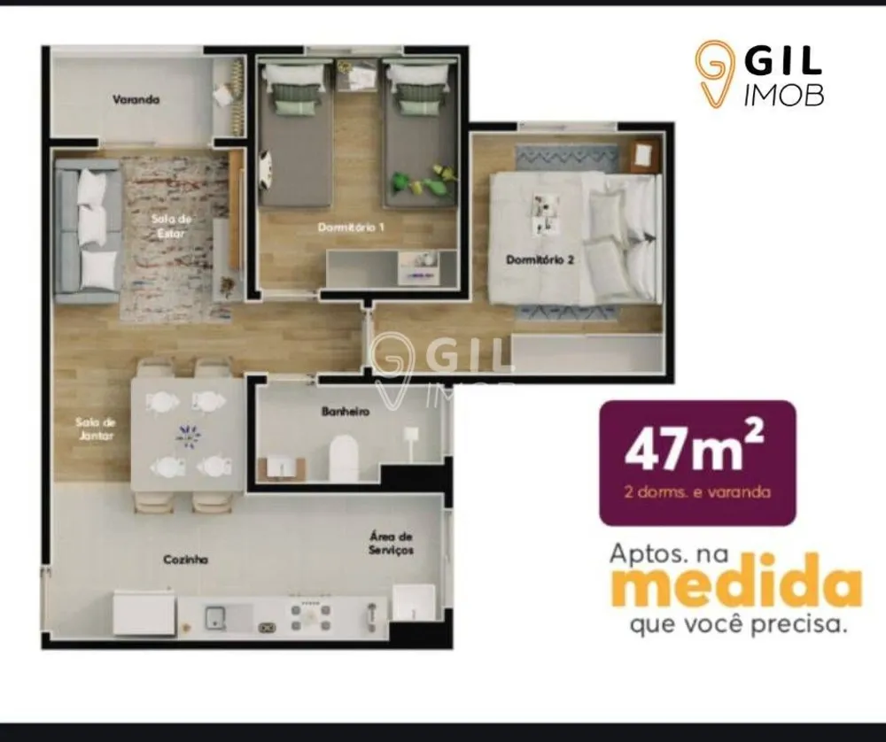 Apartamento, 2 quartos, 47 m² - Foto 1