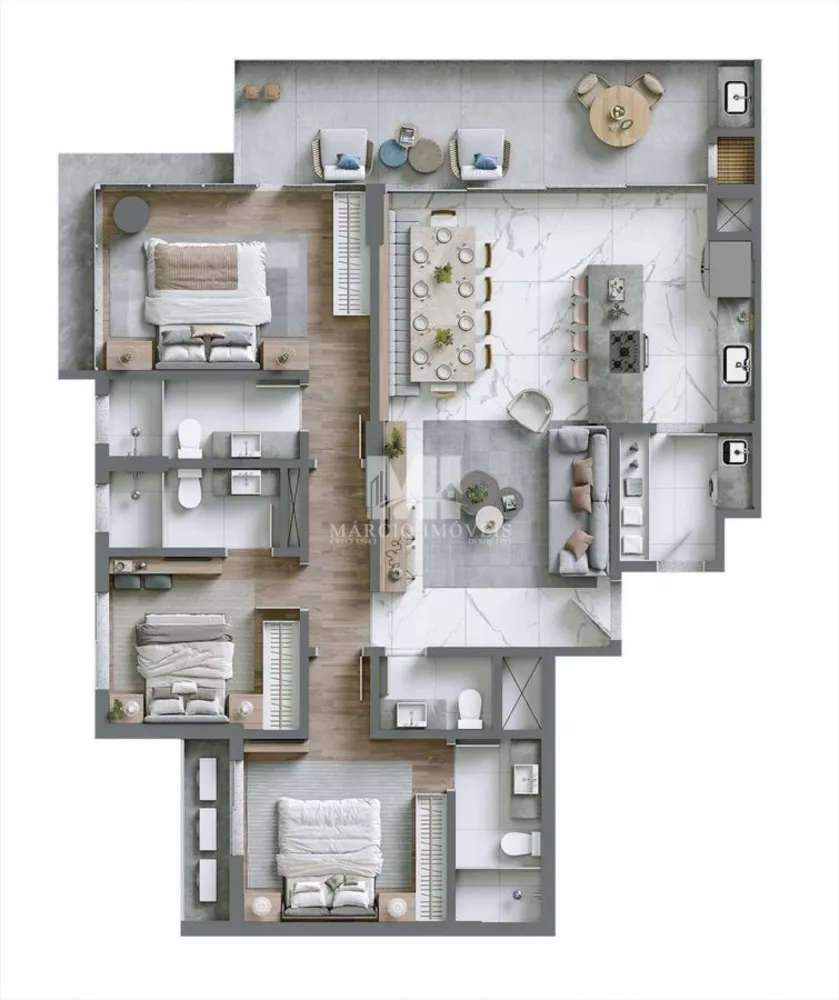 Apartamento, 3 quartos, 100 m² - Foto 3
