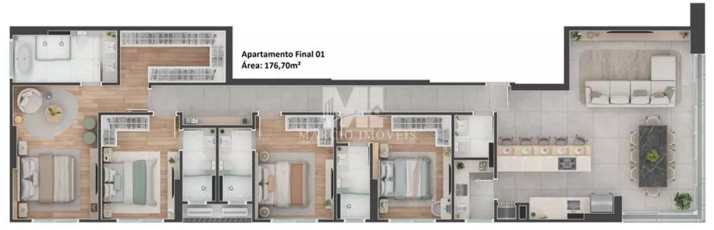 Apartamento, 3 quartos, 177 m² - Foto 1