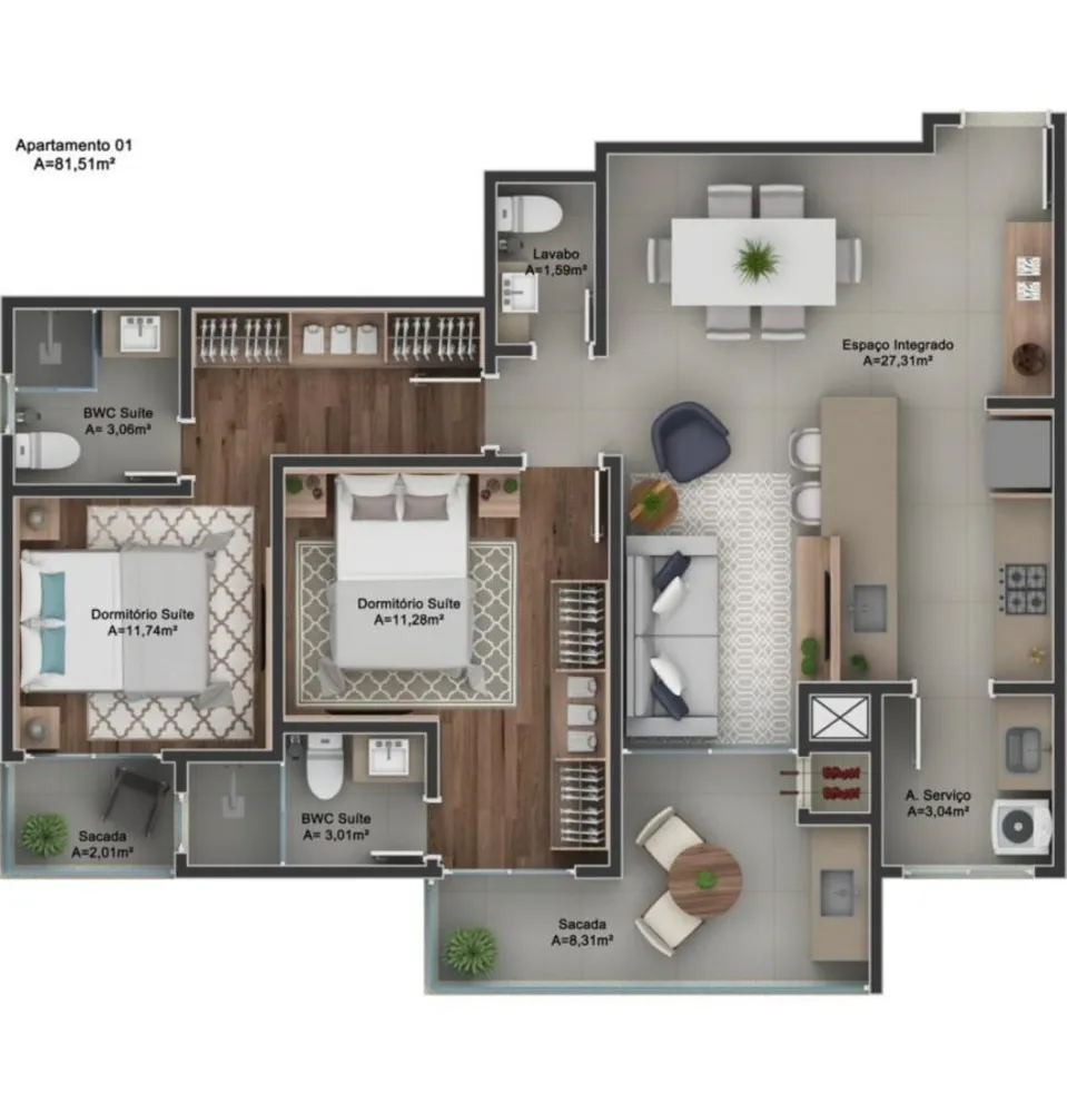 Apartamento, 1 quarto, 51 m² - Foto 5
