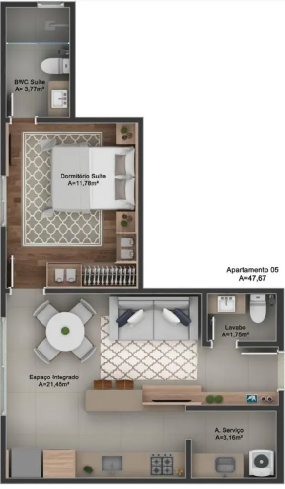 Apartamento, 1 quarto, 51 m² - Foto 7