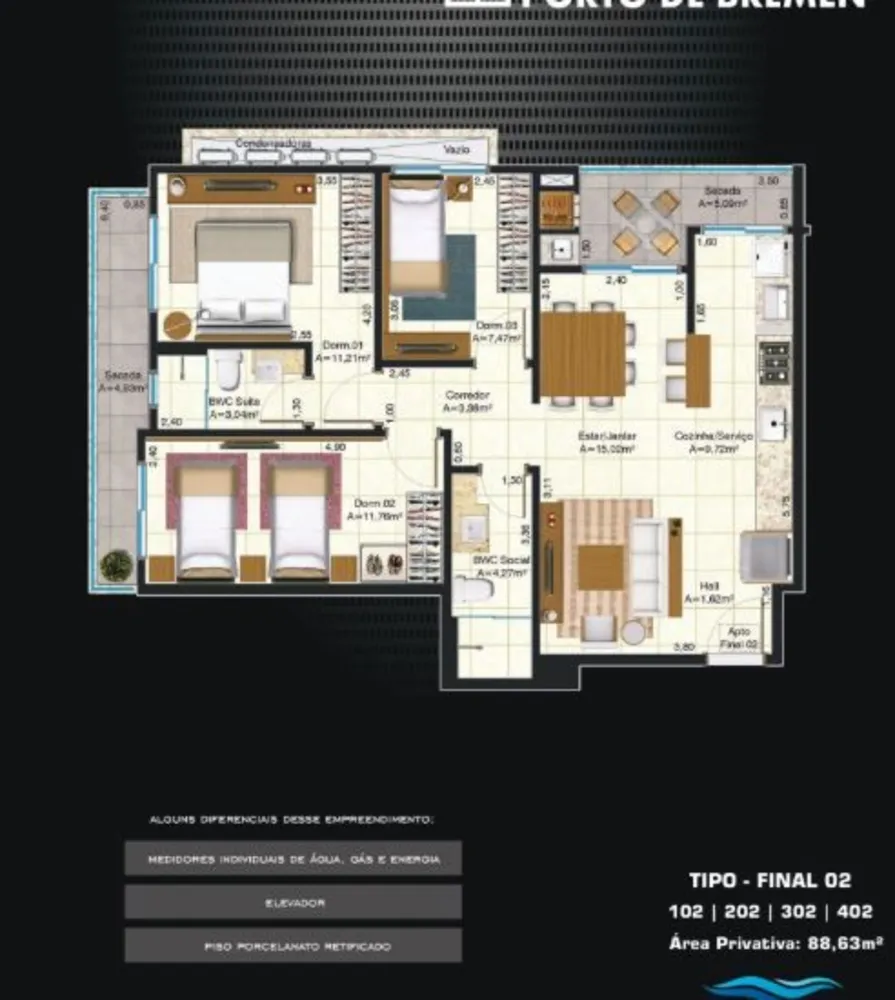 Apartamento, 3 quartos, 79 m² - Foto 3