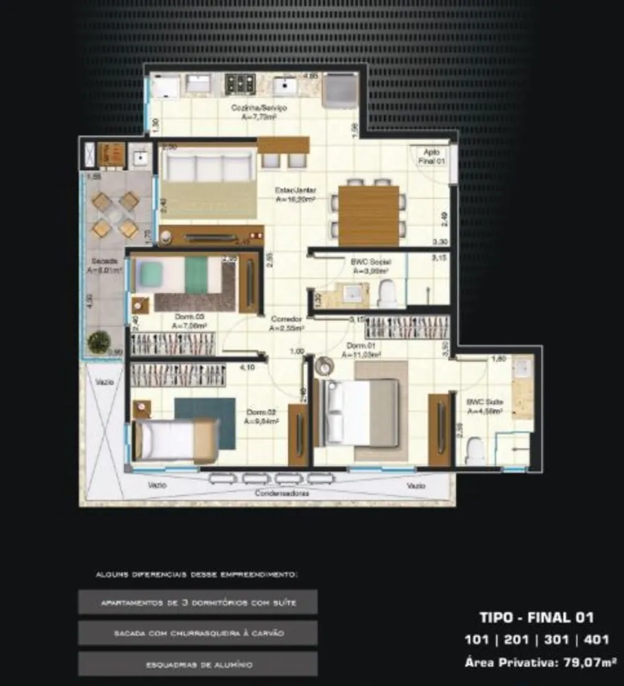 Apartamento, 3 quartos, 79 m² - Foto 2
