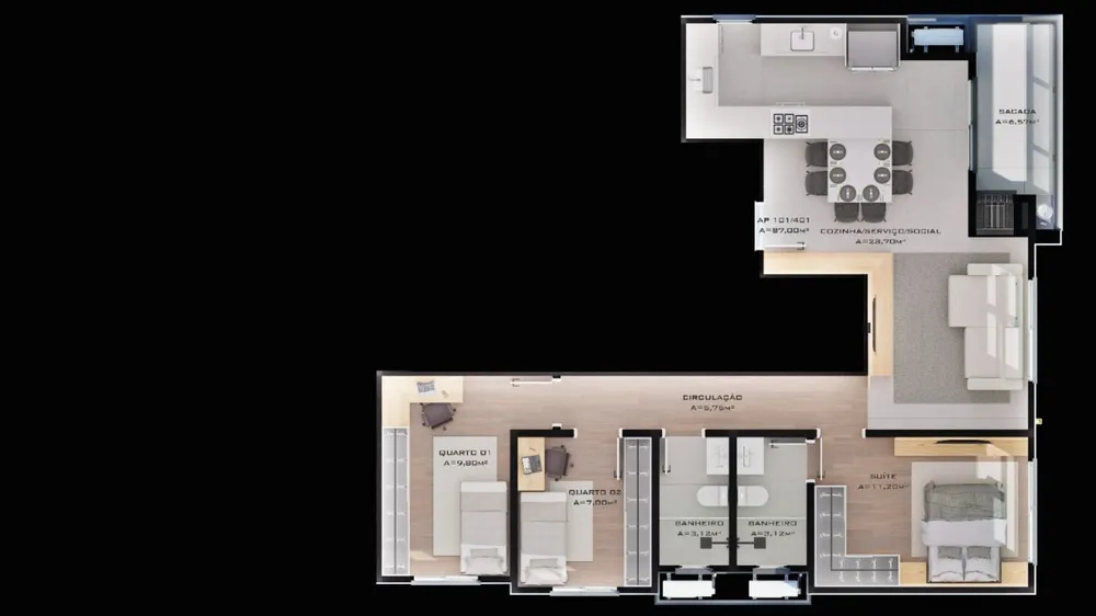 Apartamento, 3 quartos, 87 m² - Foto 3