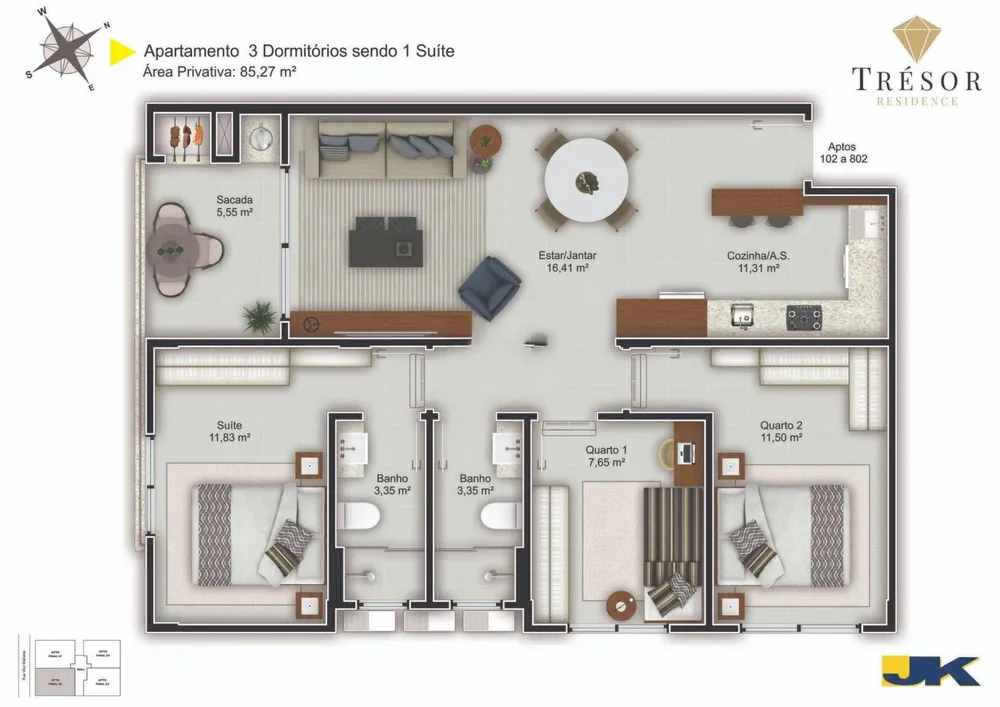 Apartamento, 3 quartos, 84 m² - Foto 1