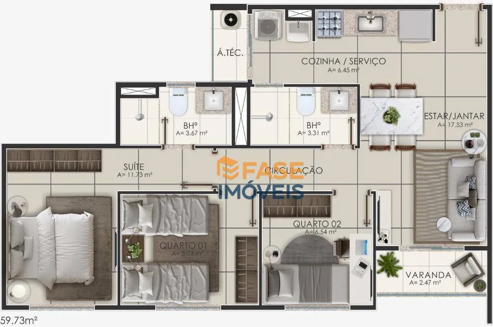 Apartamento, 2 quartos, 50 m² - Foto 7