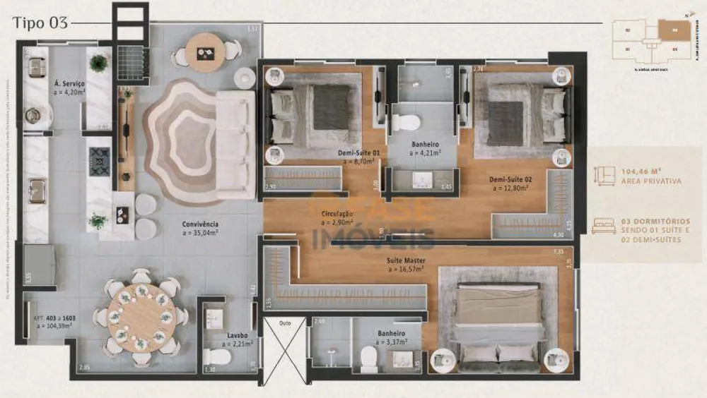 Apartamento, 3 quartos, 104 m² - Foto 10