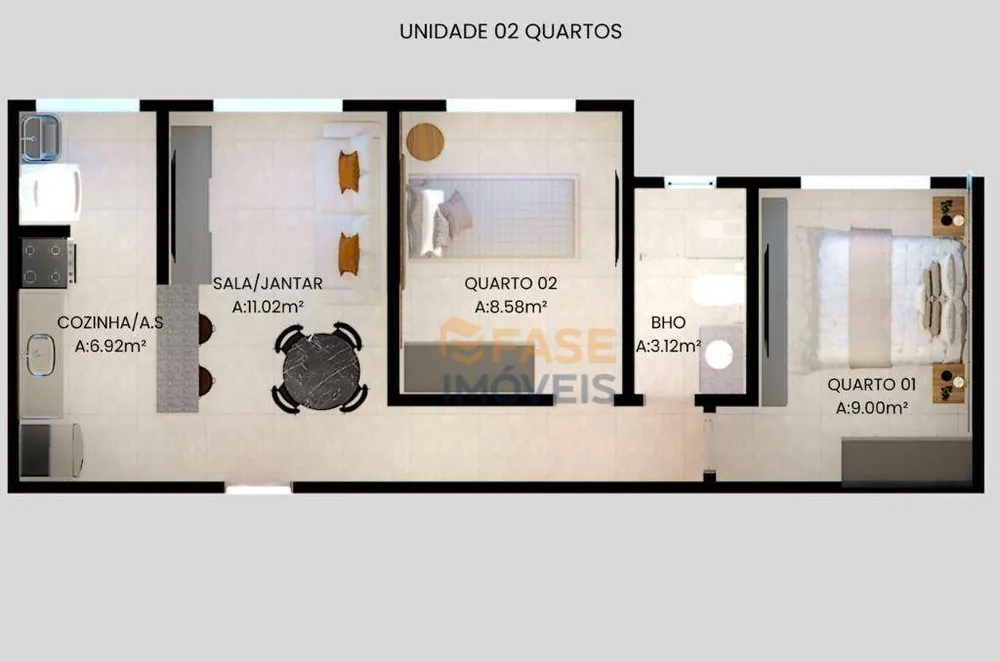 Apartamento, 2 quartos, 48 m² - Foto 3