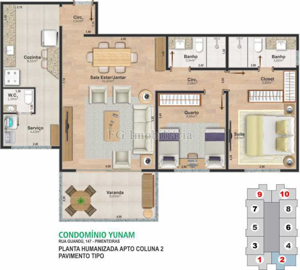 Apartamento à venda com 2 quartos, 89m² - Foto 1
