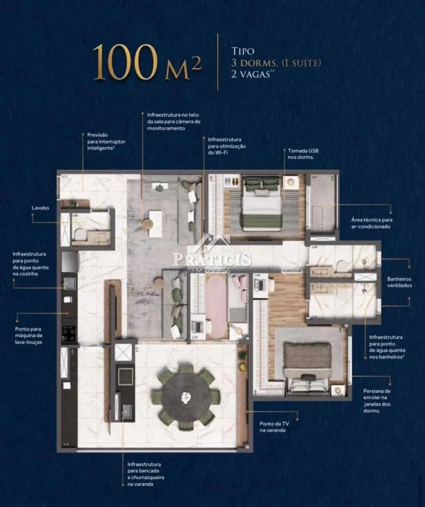 Apartamento, 3 quartos, 100 m² - Foto 3